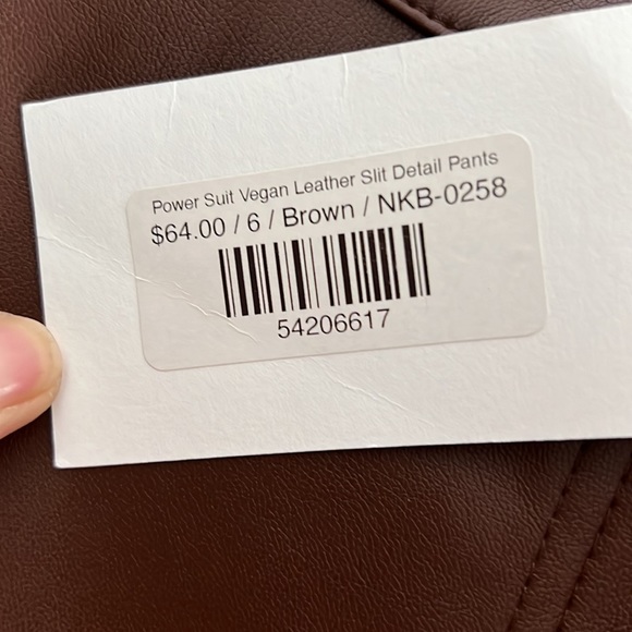 Chestnut Brown Wide Legged Faux Leather Trousers - Size 6 - Picture 4 of 5